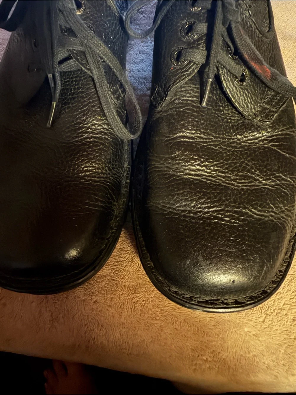 Dr. Martens Black Textured Leather Hampshire Industrial line Shoes, Size 9